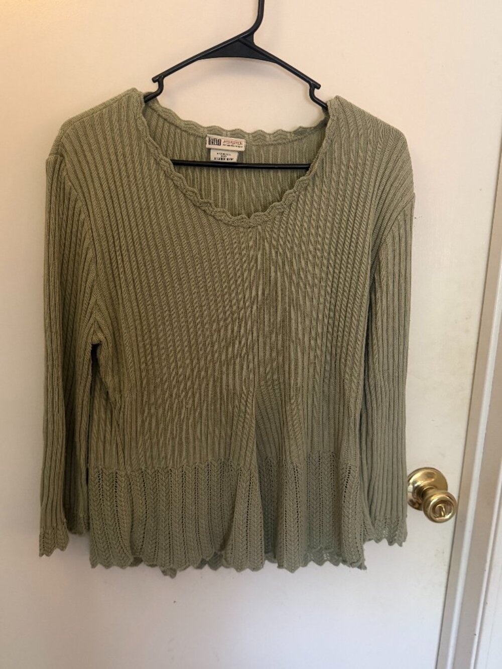 Faded Glory Casual Whimsigoth Olive Top W XL